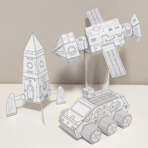 Kit espacial 3D foguetes, estações e veículos